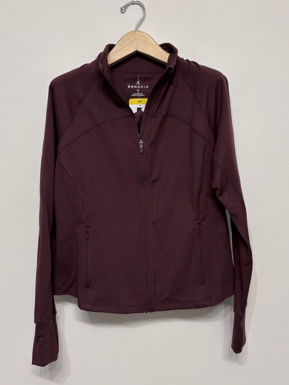 Danskin burgundy full zip yoga jacket sz s small new